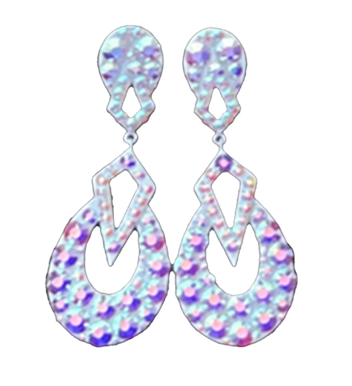 Natalina Small White Opal Ab Dangle Earrings 