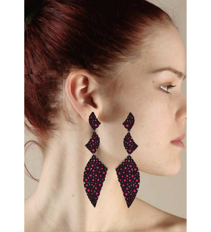 Model Wearing Roya Dangle Earrings 