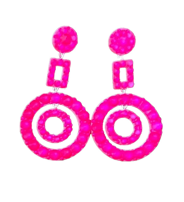 Sarah Neon Pink Dangle Earrings